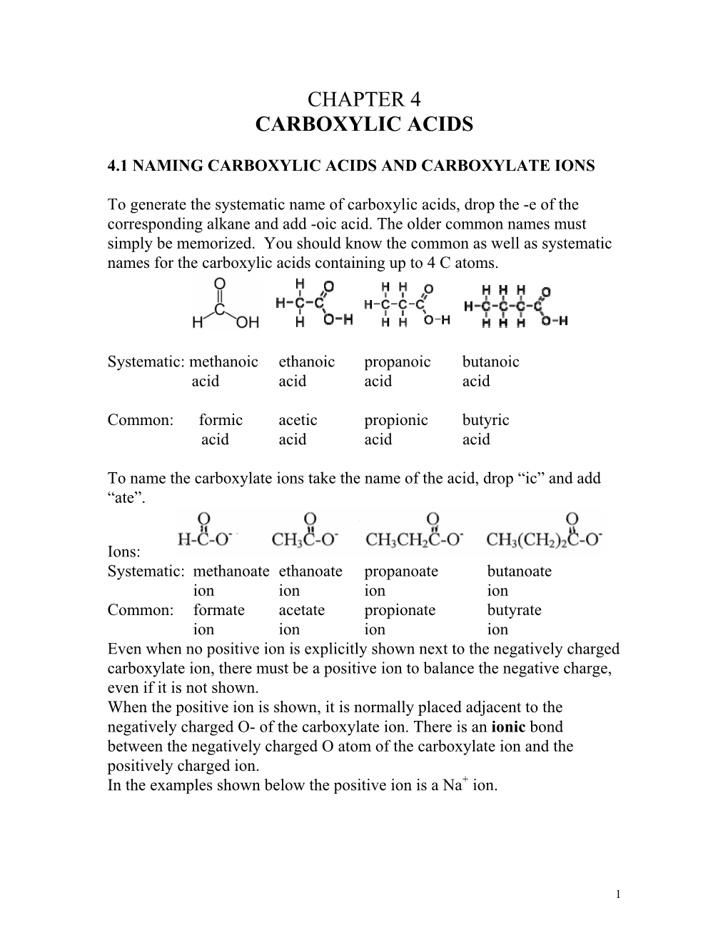 Chapter 4 Carboxylic Acids