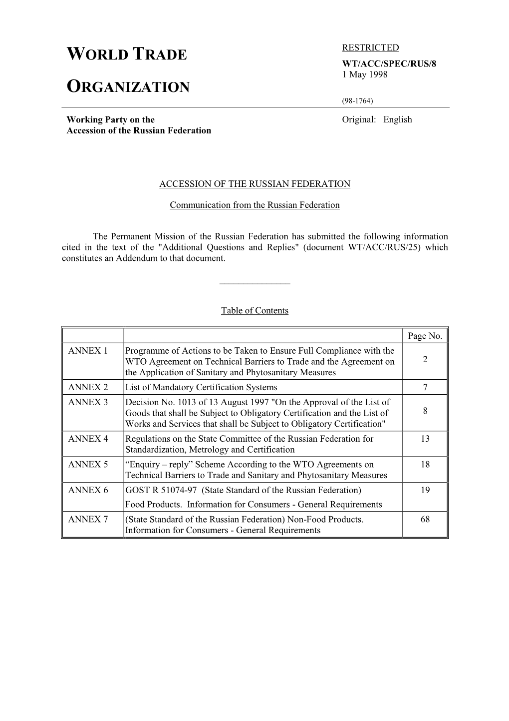 WTO Documents Online