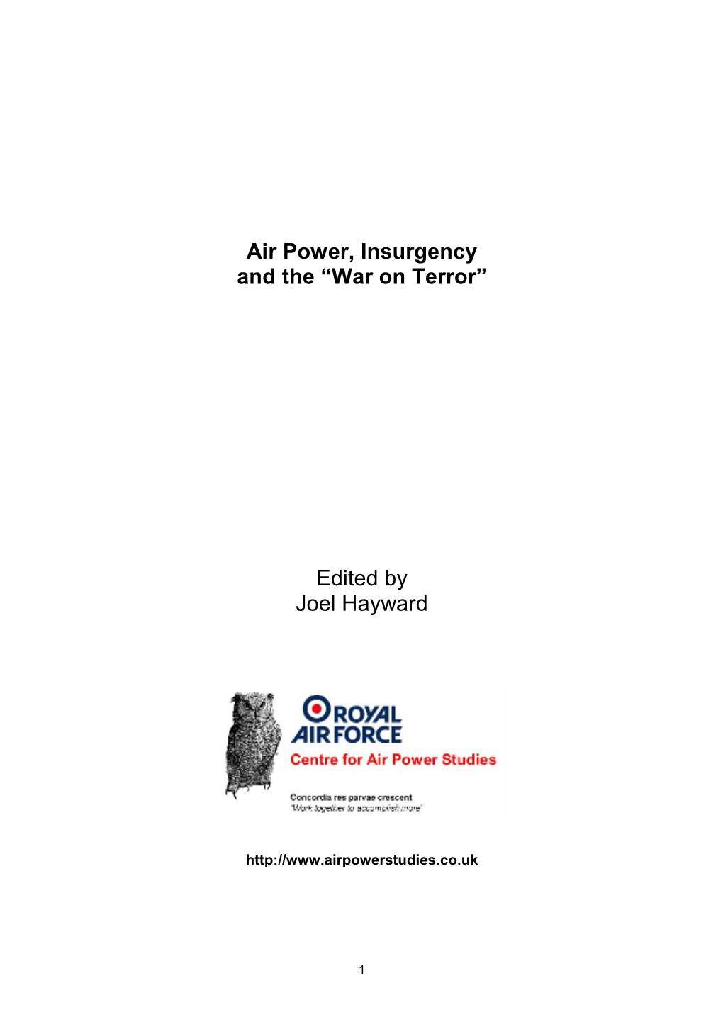 Air Power, Insurgency and the “War on Terror” Edited by Joel Hayward
