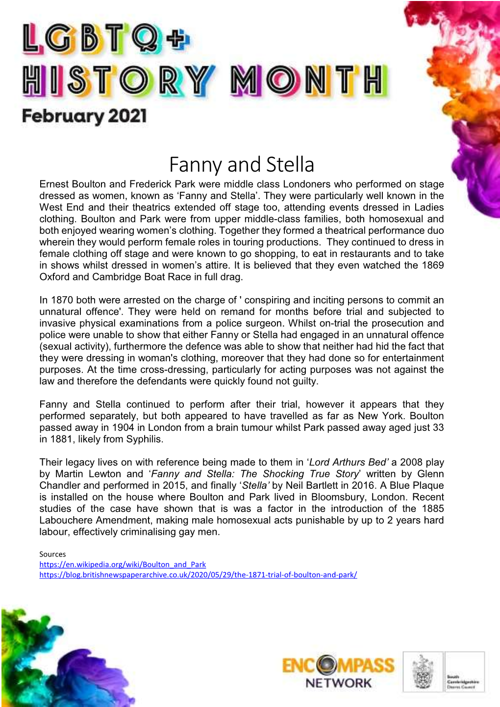 Fanny and Stella Ernest Boulton and Frederick Park Were Middle Class Londoners Who Performed on Stage Dressed As Women, Known As ‘Fanny and Stella’