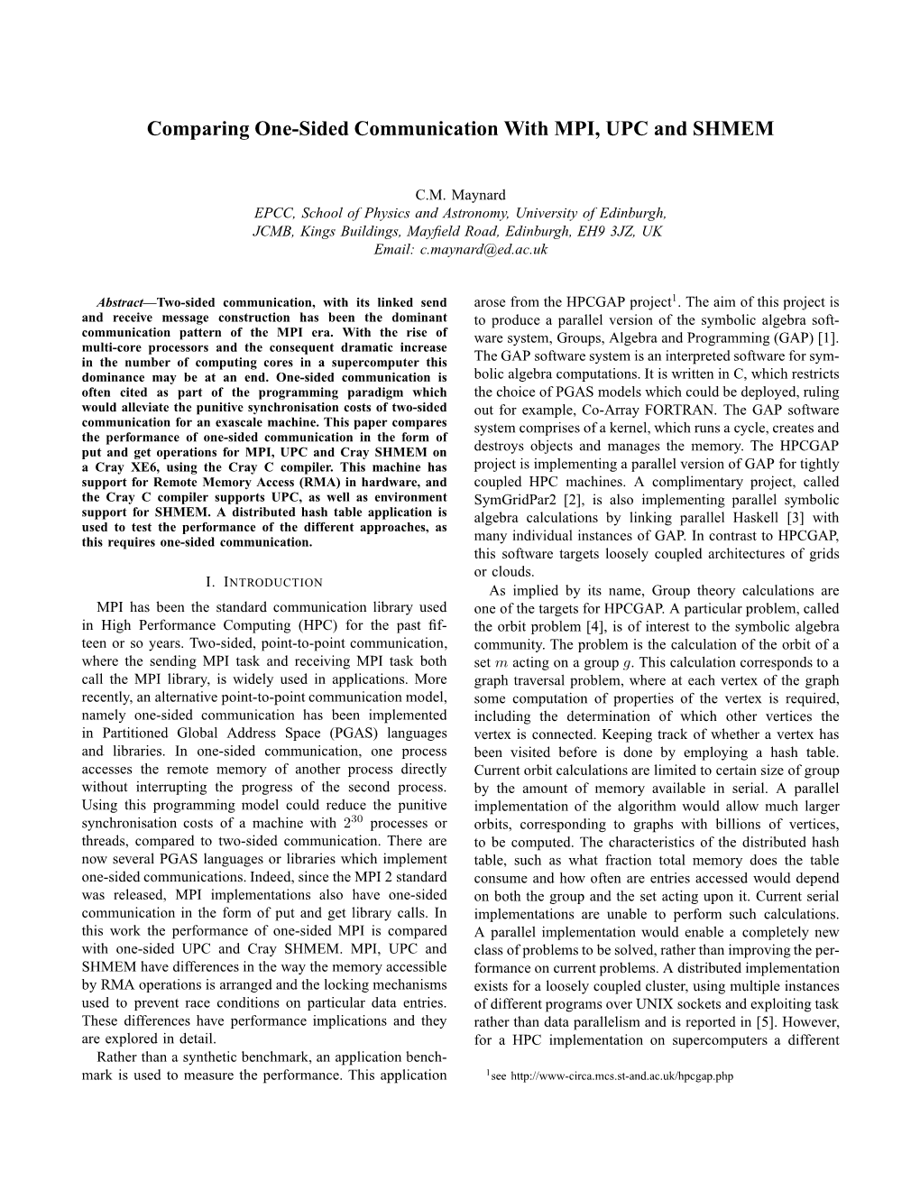 Comparing One-Sided Communication with MPI, UPC and SHMEM