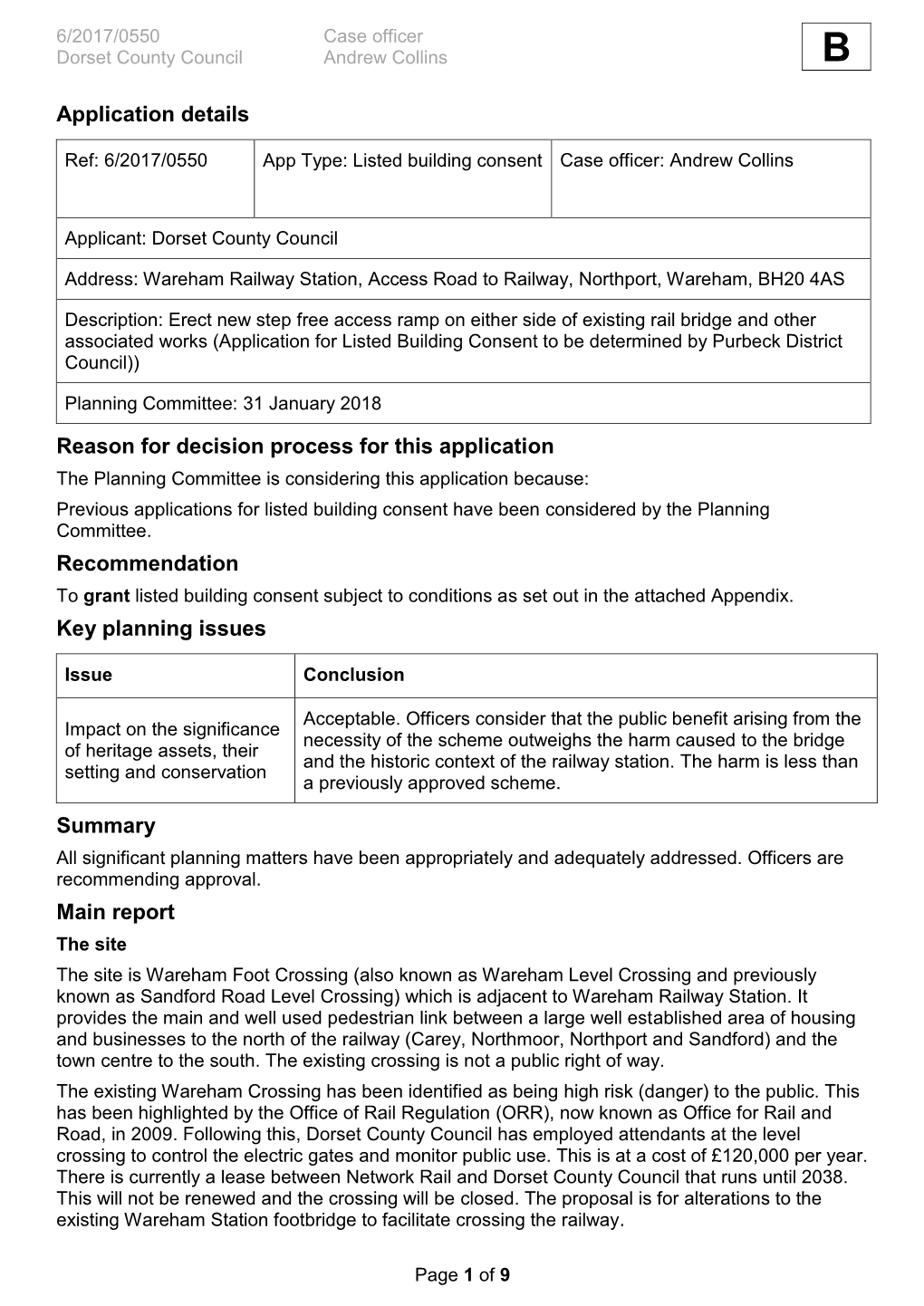 Listed Building Application 6/2017/0550