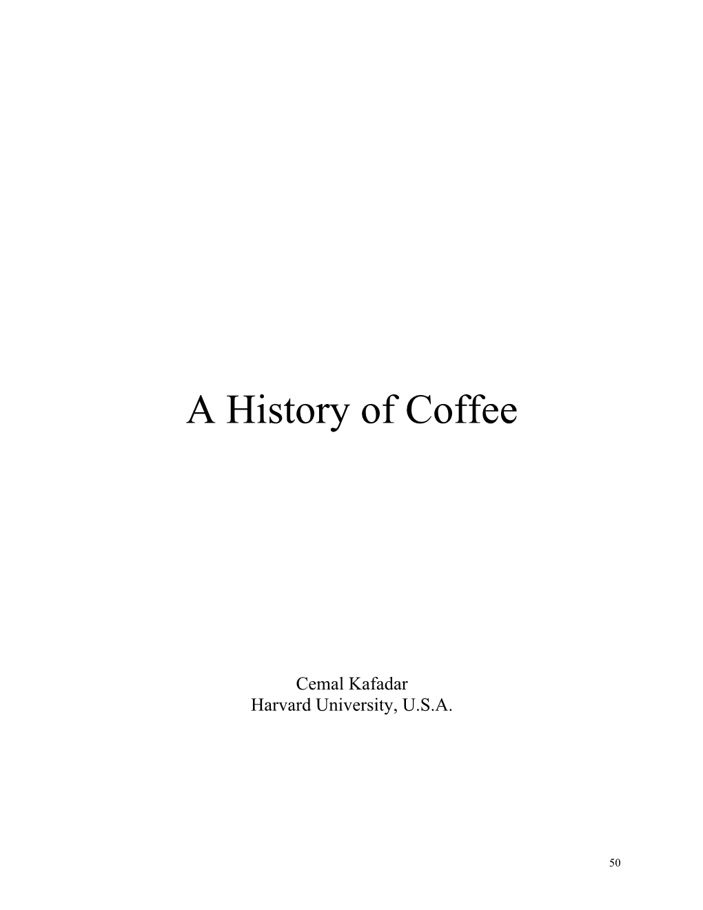 A History of Coffee