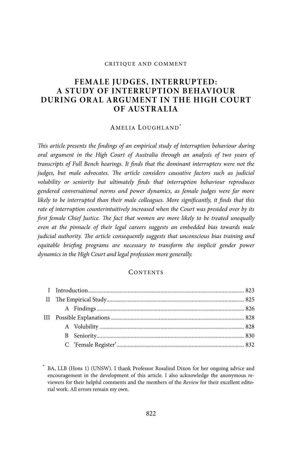 A Study of Interruption Behaviour During Oral Argument in the High Court of Australia