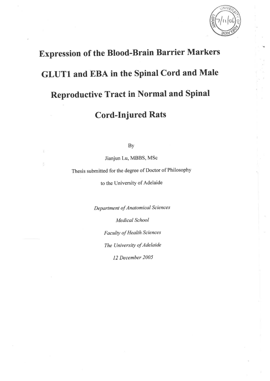 Expression of the Blood-Brain Barrier Markers GLUT1 and EBA in The