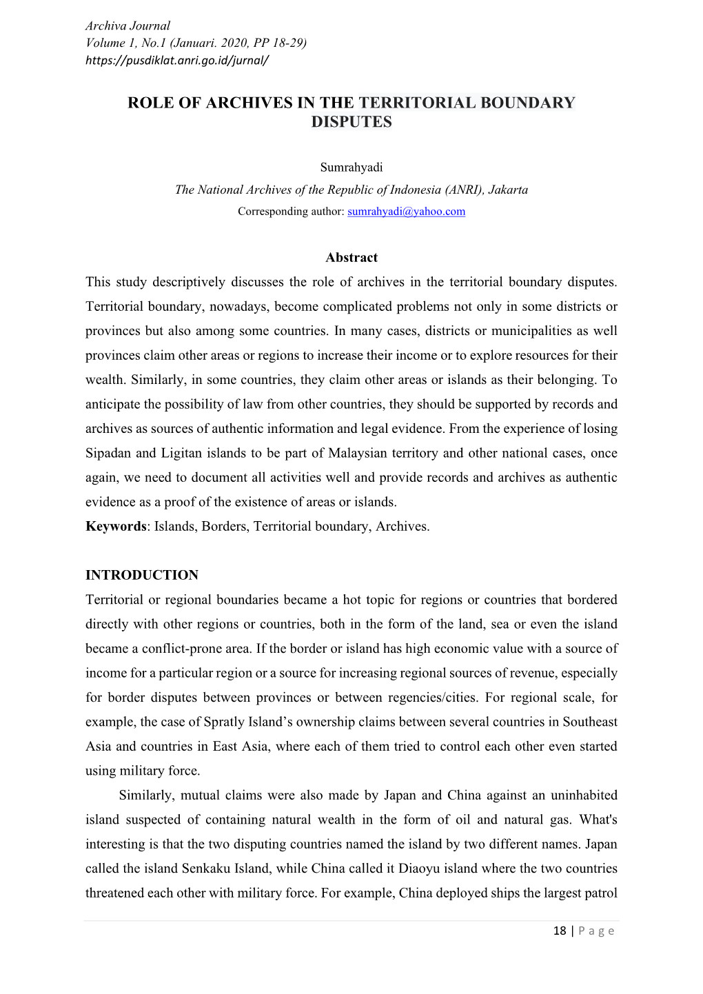 Role of Archives in the Territorial Boundary Disputes