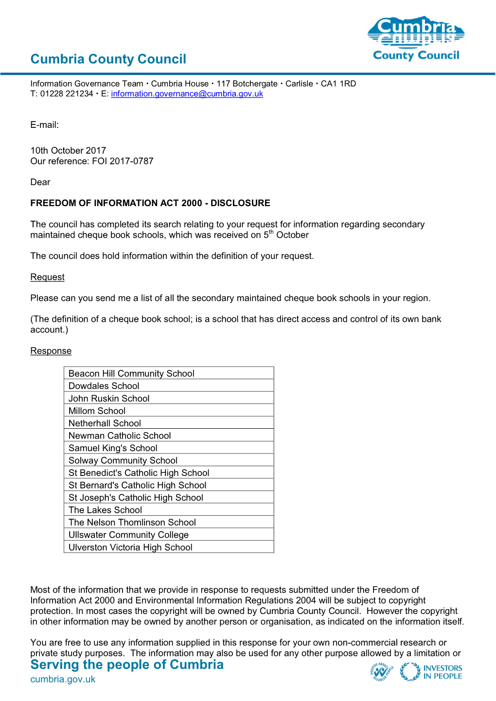 Cumbria County Council Serving the People of Cumbria