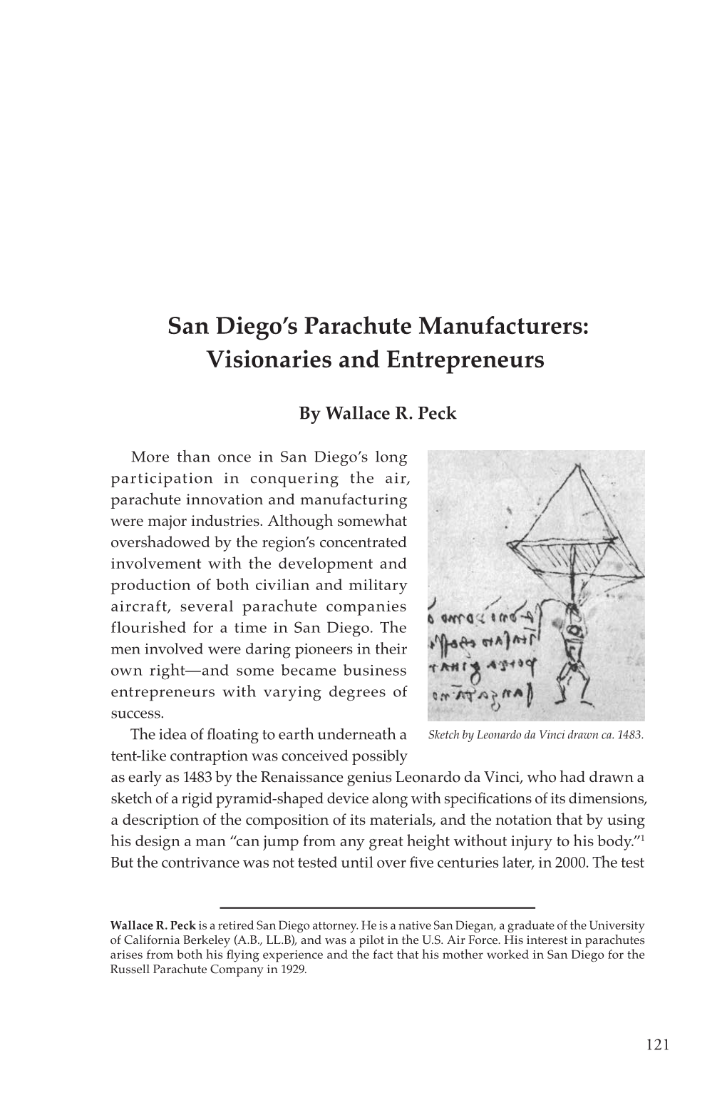 San Diego's Parachute Manufacturers: Visionaries And