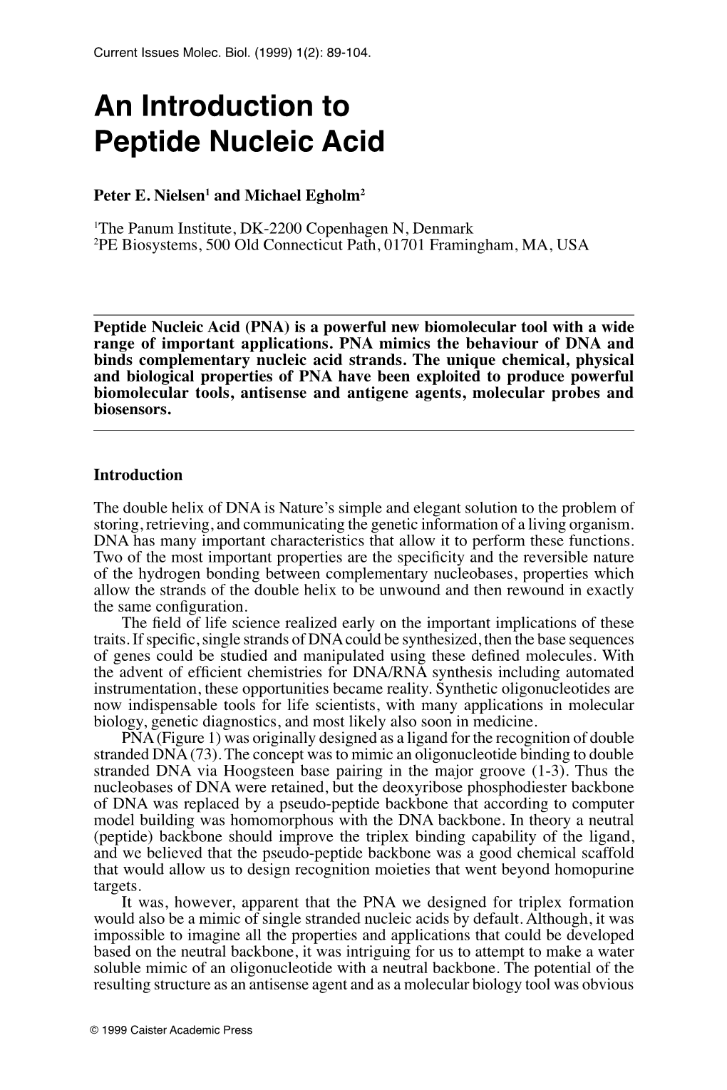 An Introduction to Peptide Nucleic Acid