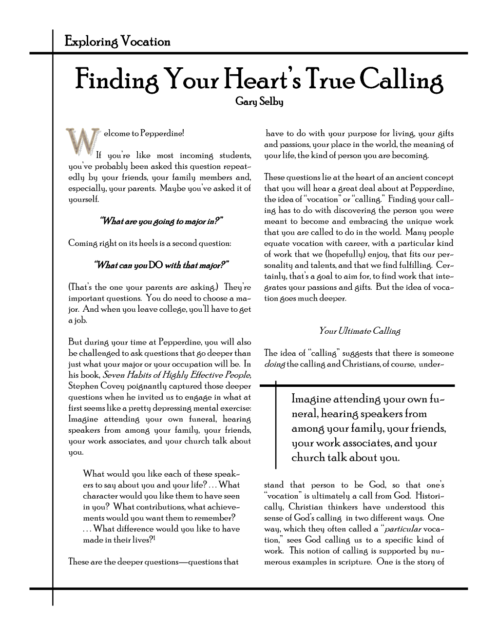 Finding Your Heart's True Calling