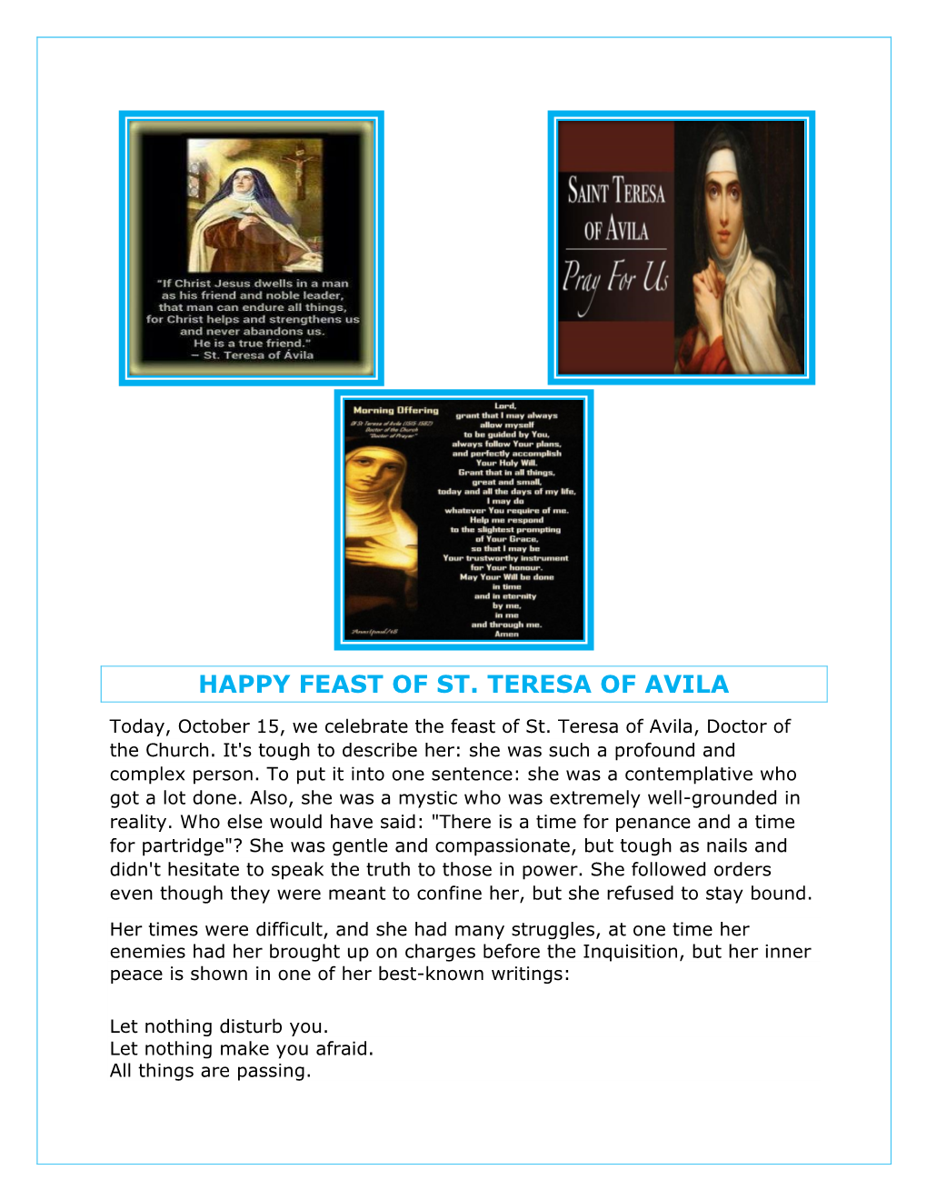 Happy Feast of St. Teresa of Avila