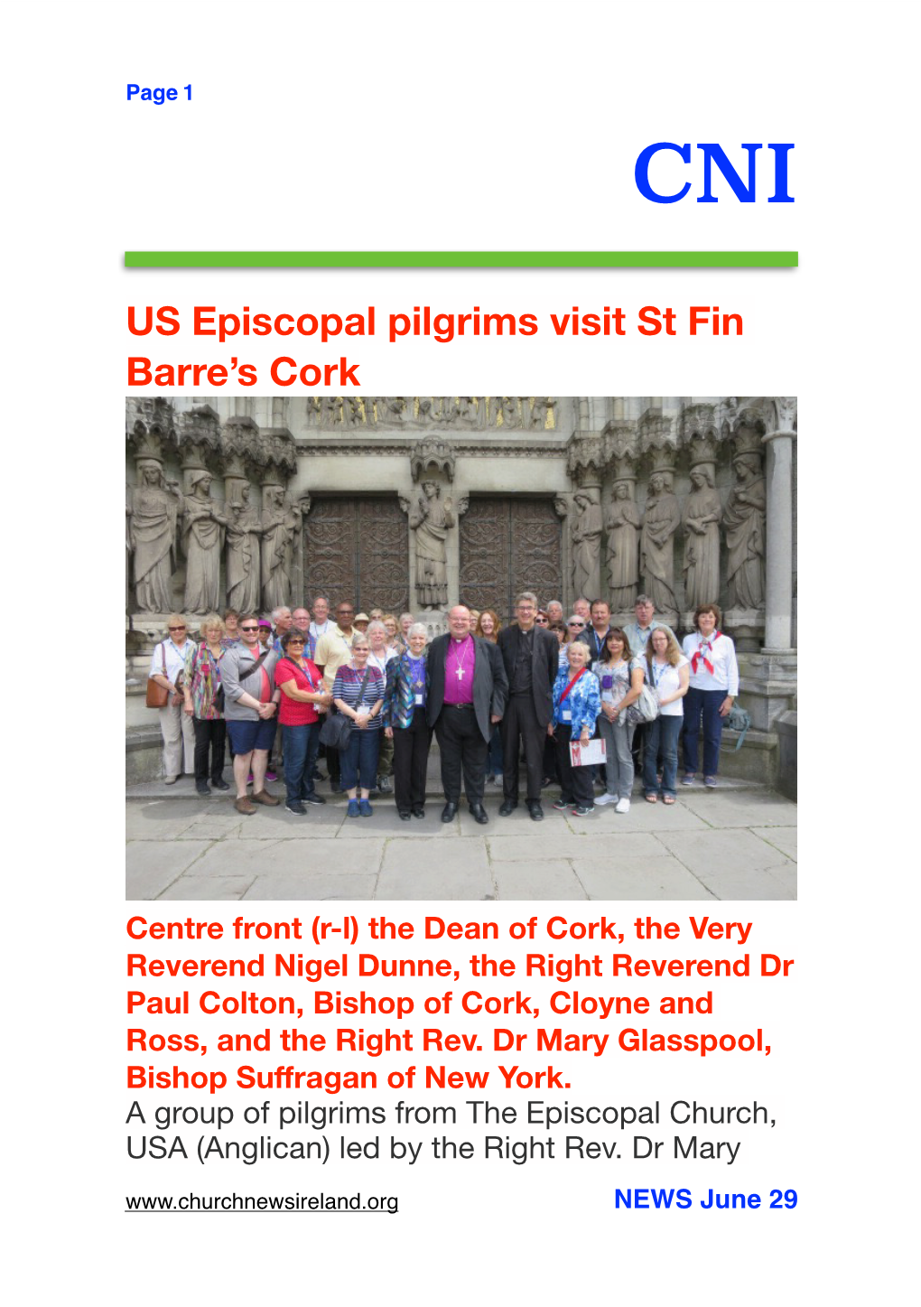 US Episcopal Pilgrims Visit St Fin Barre's Cork