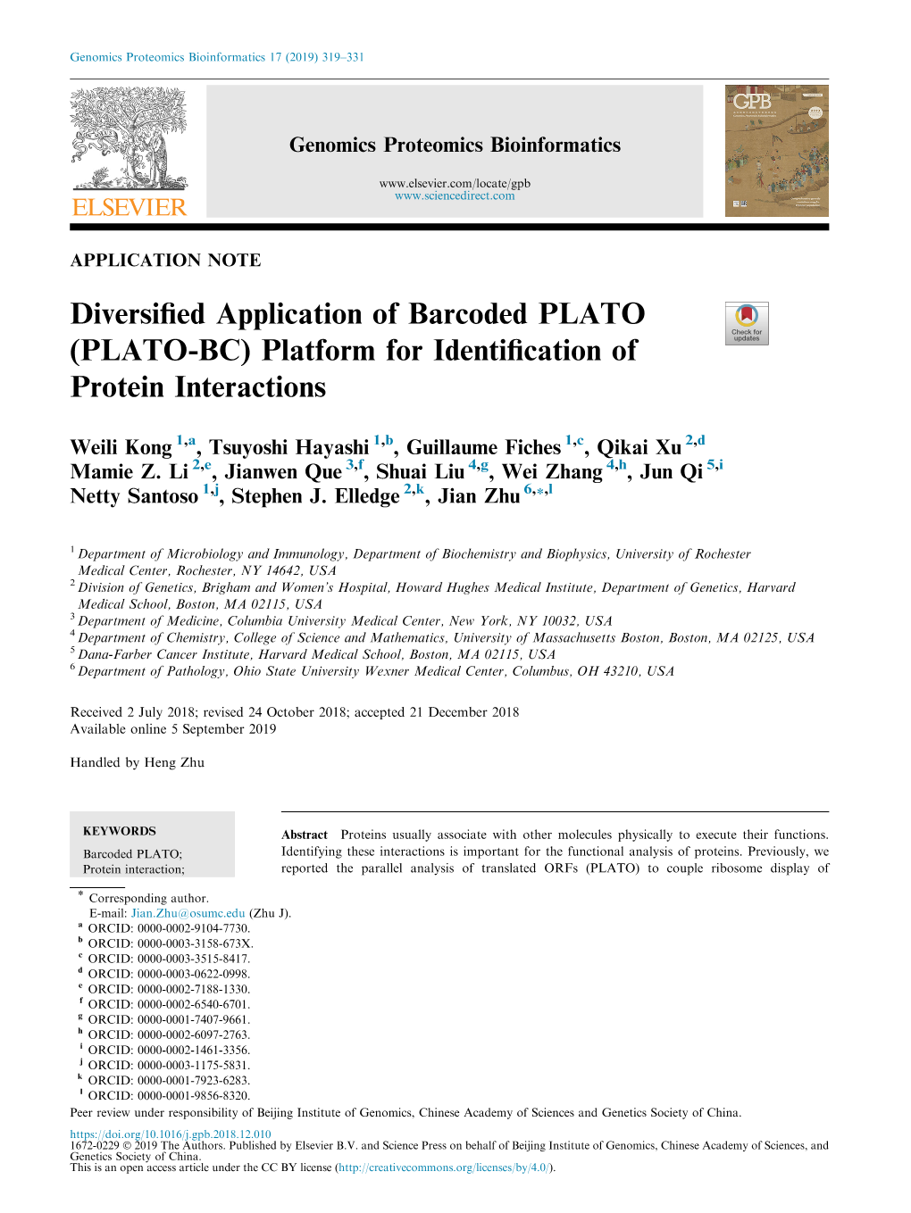 Platform for Identification of Protein Interactions