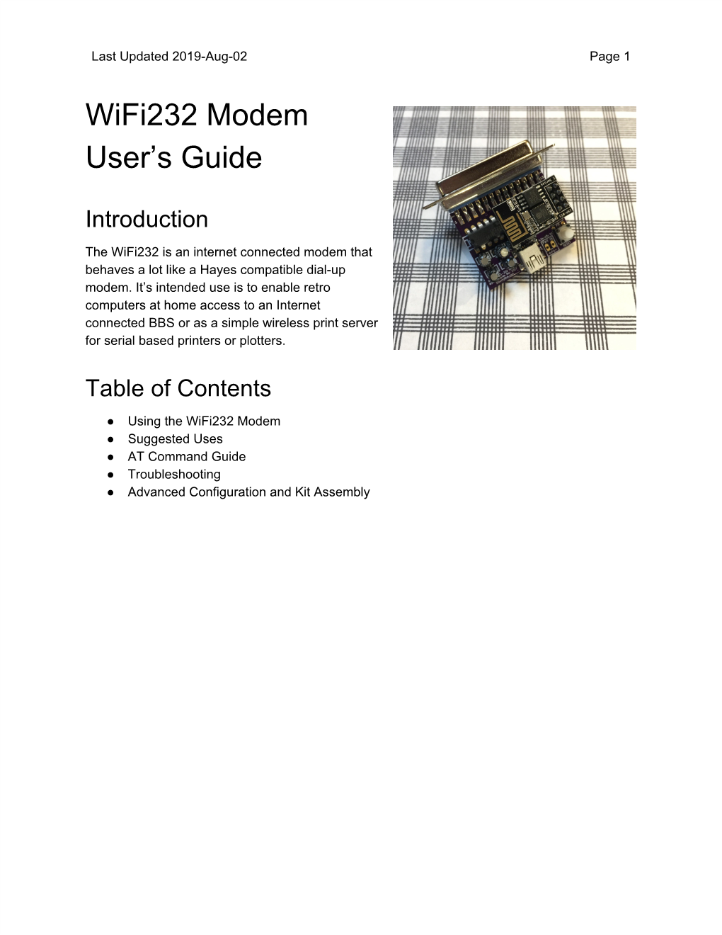 Wifi232 Modem User's Guide