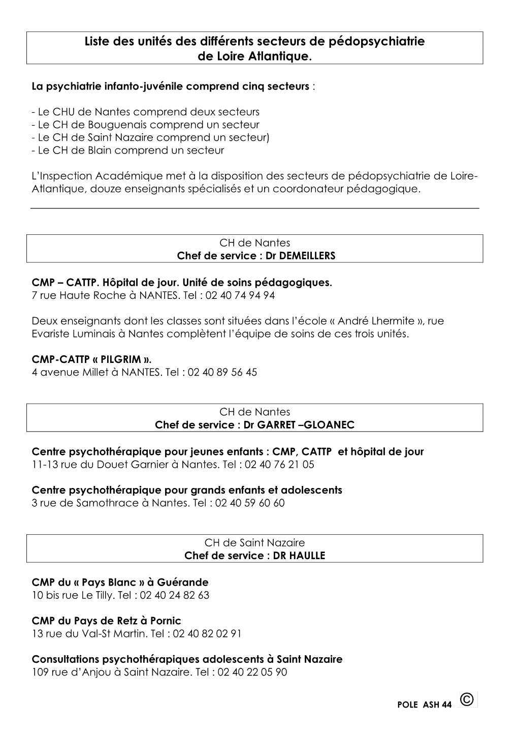 Liste Des Unités Des Différents Secteurs De Pédopsychiatrie-1