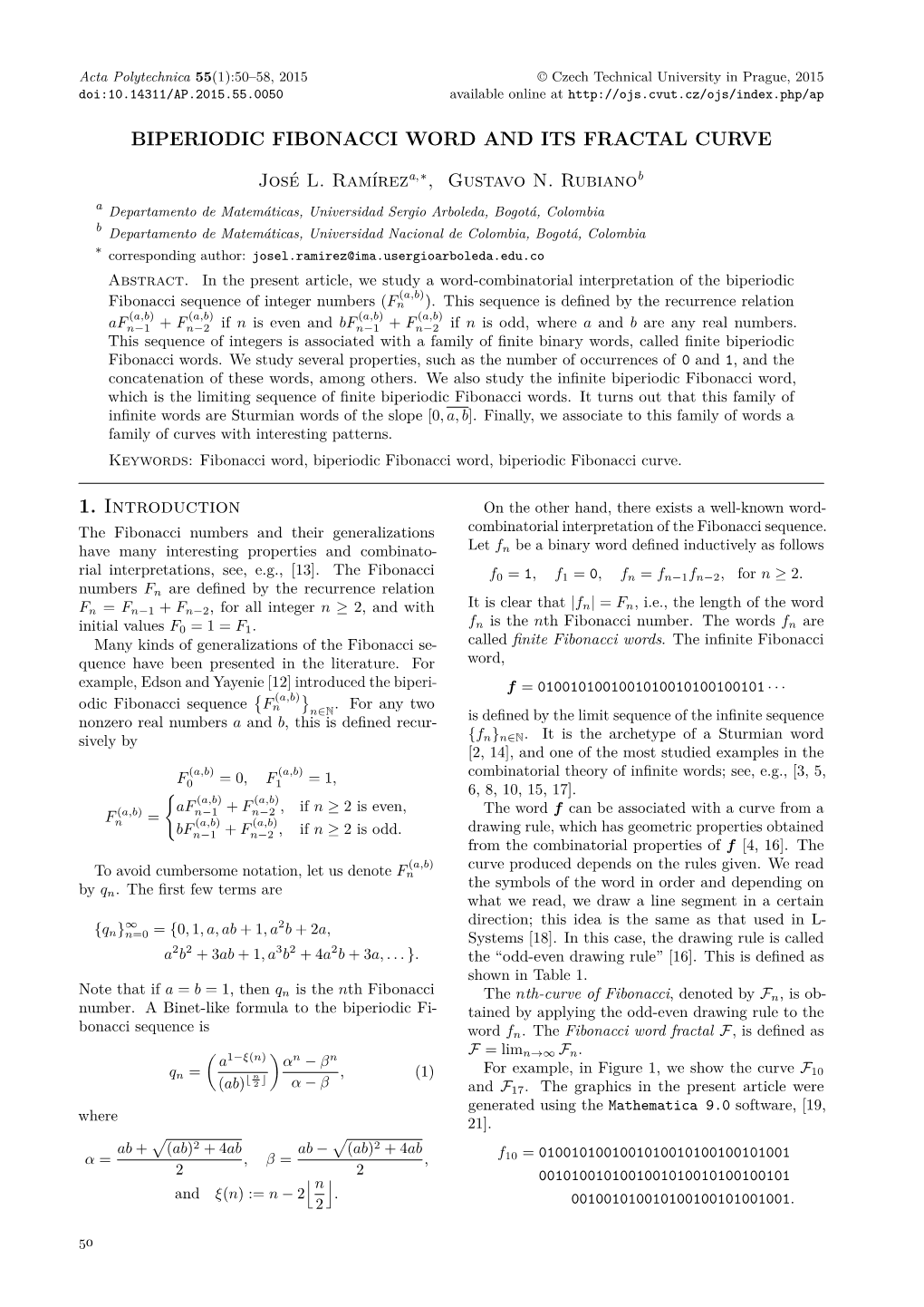 Acta Polytechnica 55(1):50–58, 2015 © Czech Technical University in Prague, 2015 Doi:10.14311/AP.2015.55.0050 Available Online At