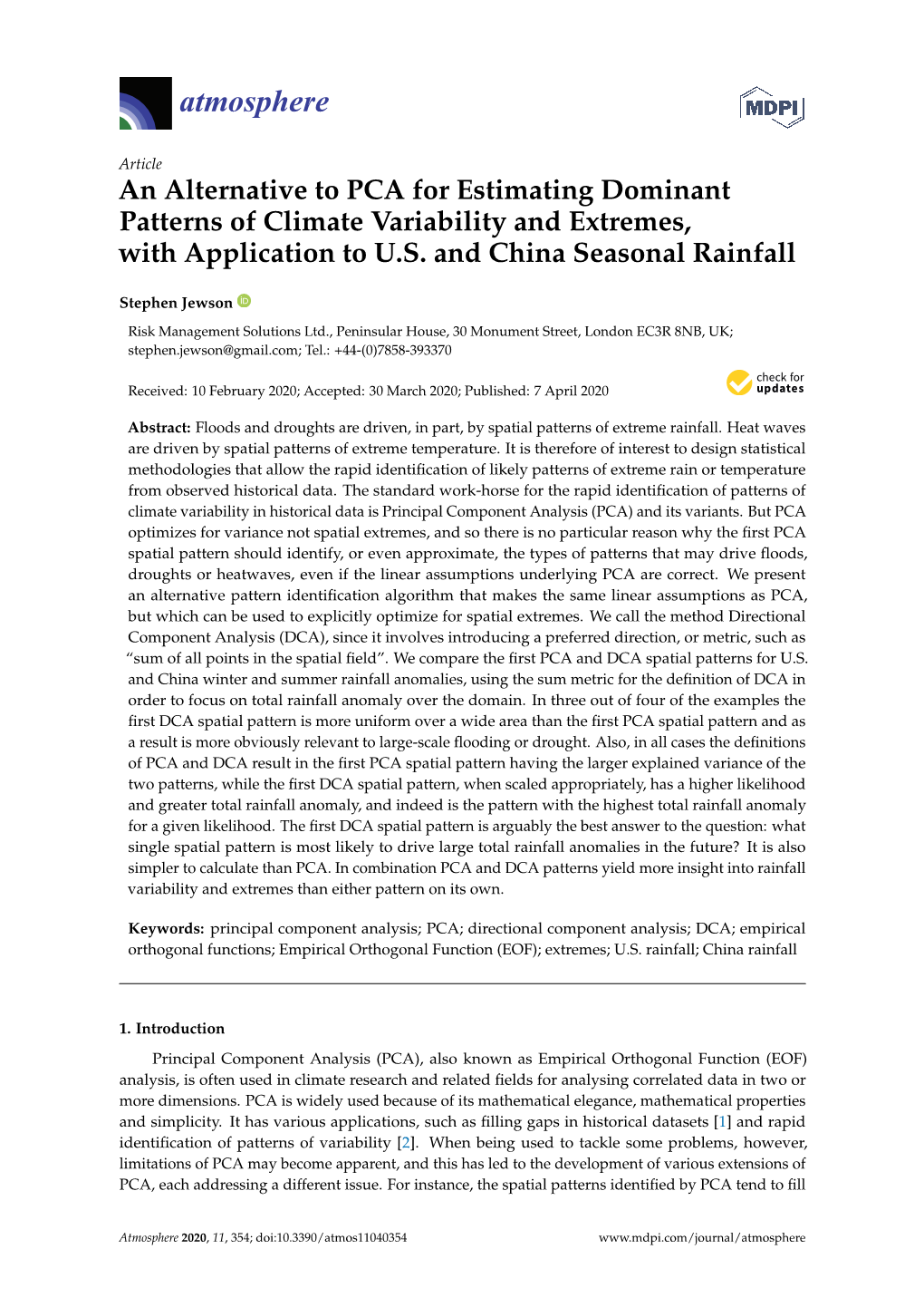 An Alternative to PCA for Estimating Dominant Patterns of Climate Variability and Extremes, with Application to U.S