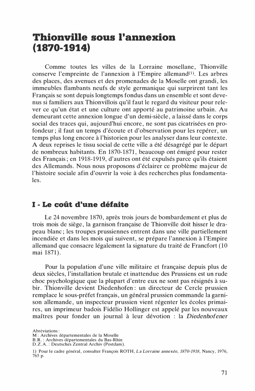 Thionville Sous L'annexion (1870-1914)