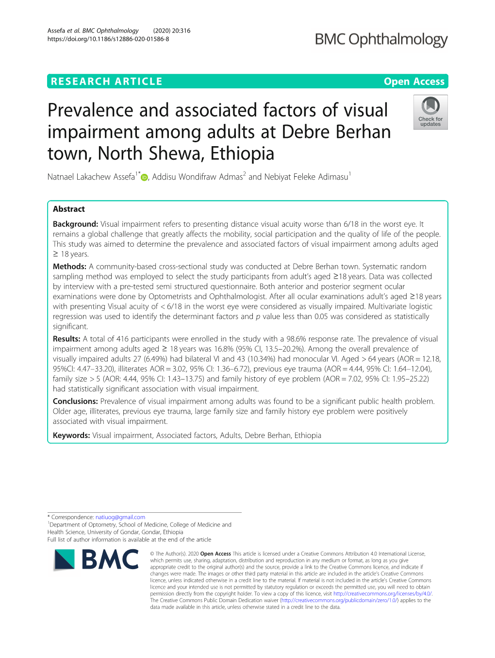 Prevalence and Associated Factors of Visual