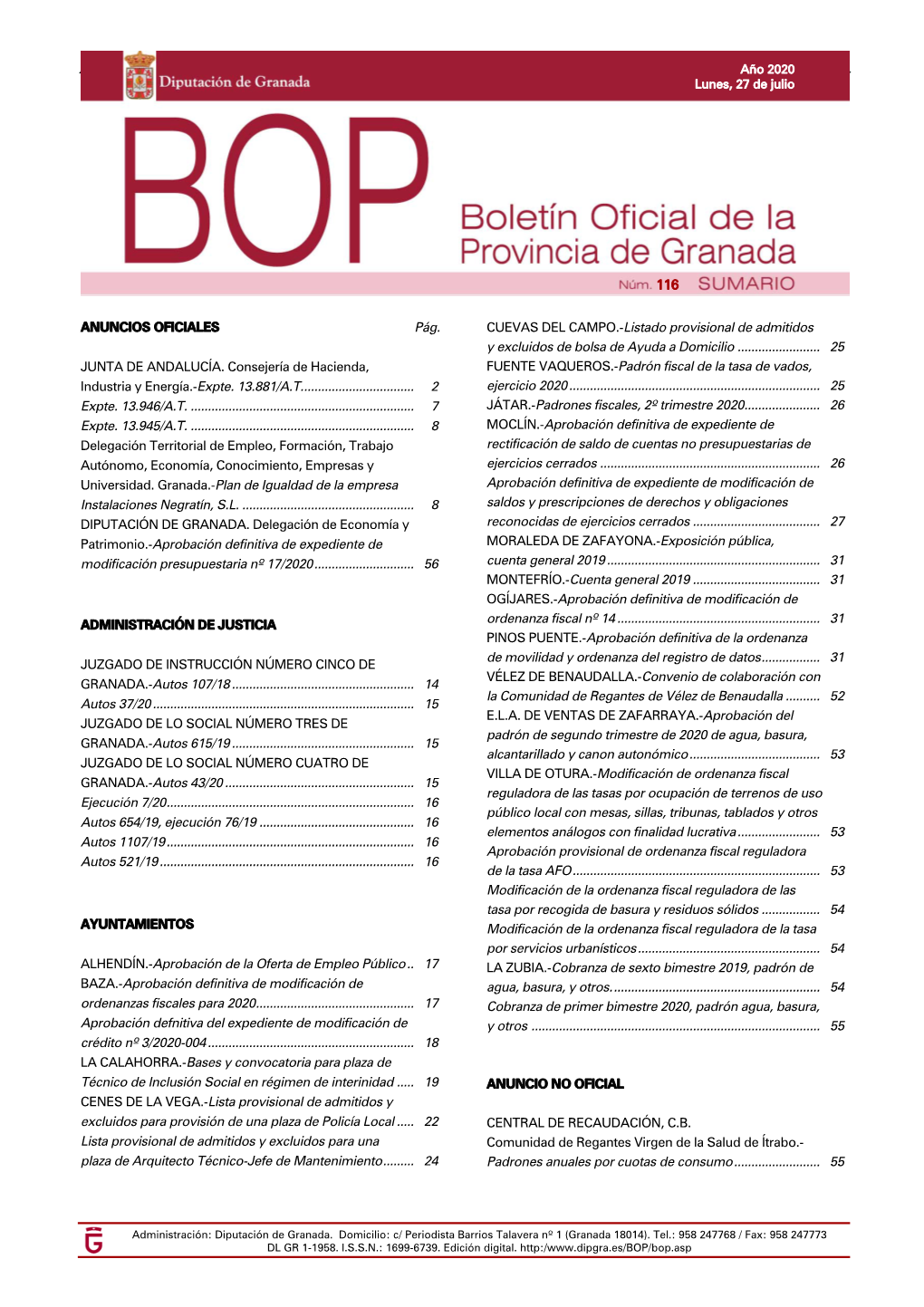 BOP 116, Lunes 27 De Julio.20.Qxd