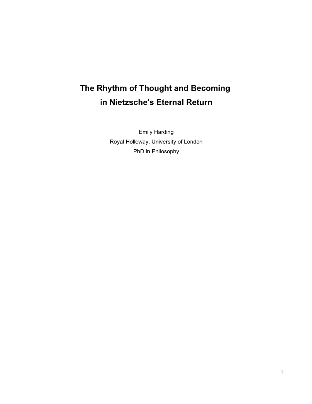 The Rhythm of Thought and Becoming in Nietzsche's Eternal Return