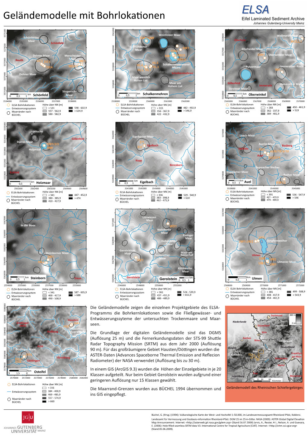 Geländemodelle Mit Bohrlokationen Eifel Laminated Sediment Archive Johannes Gutenberg-University Mainz