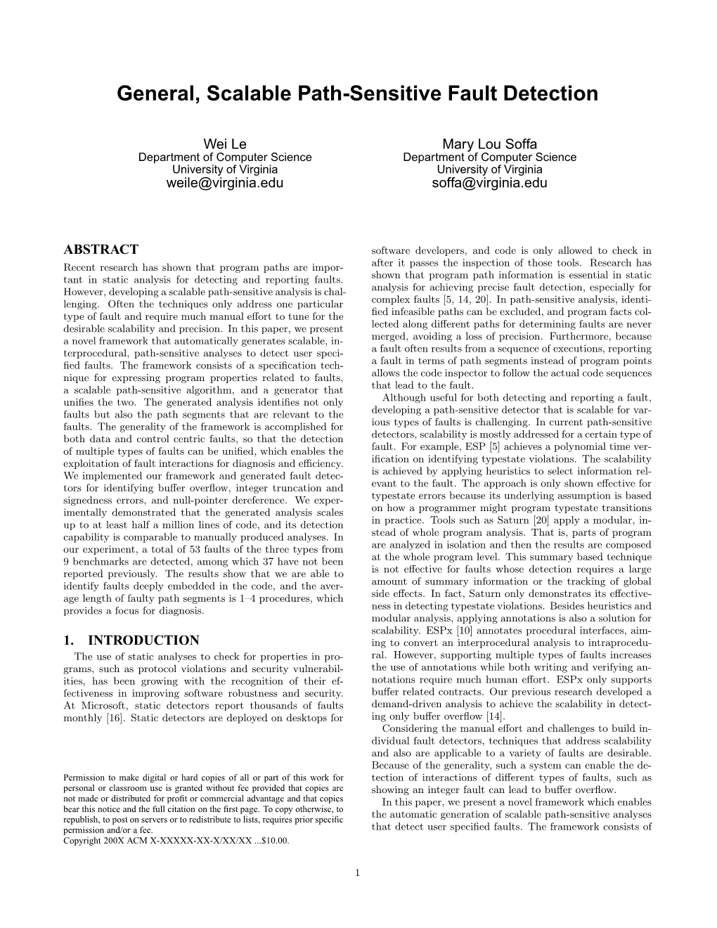 General, Scalable Path-Sensitive Fault Detection