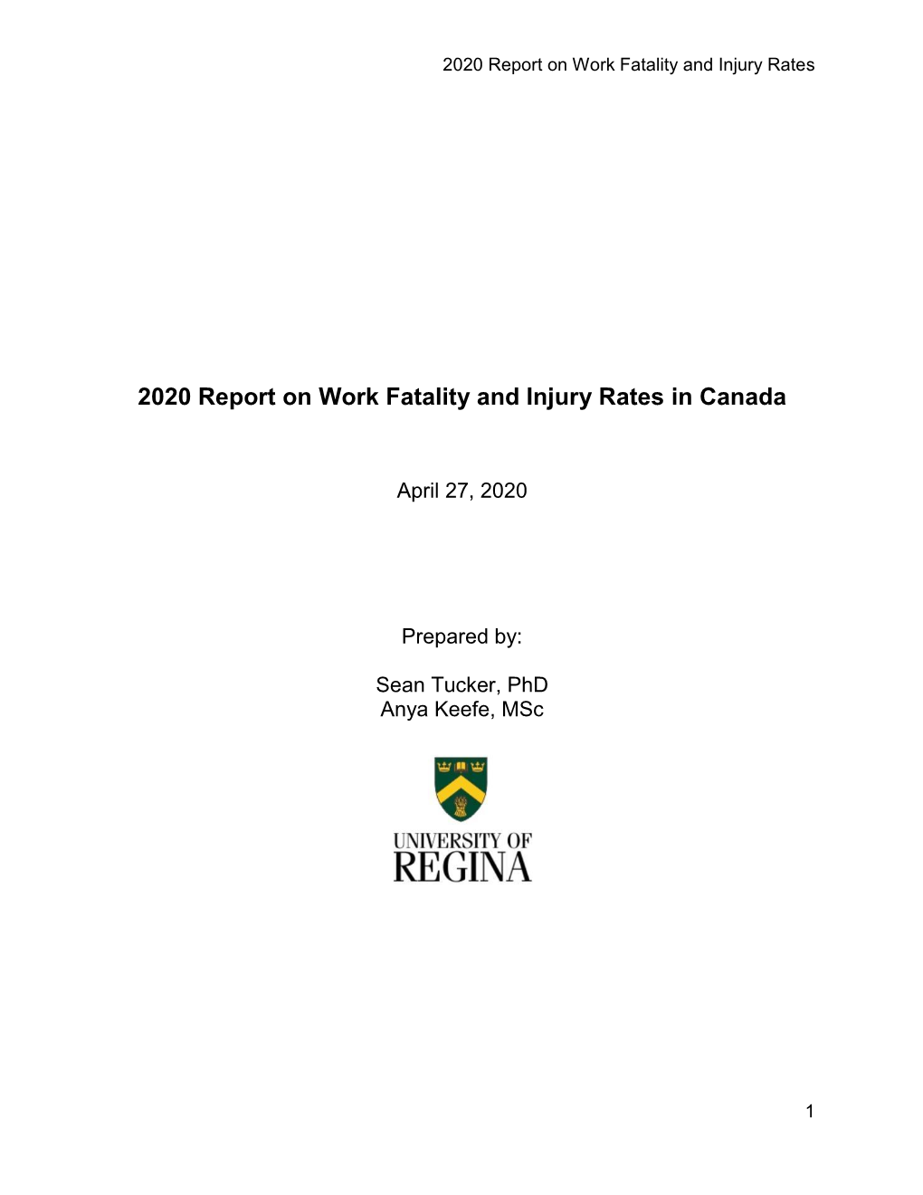2020 Report on Work Fatality and Injury Rates in Canada