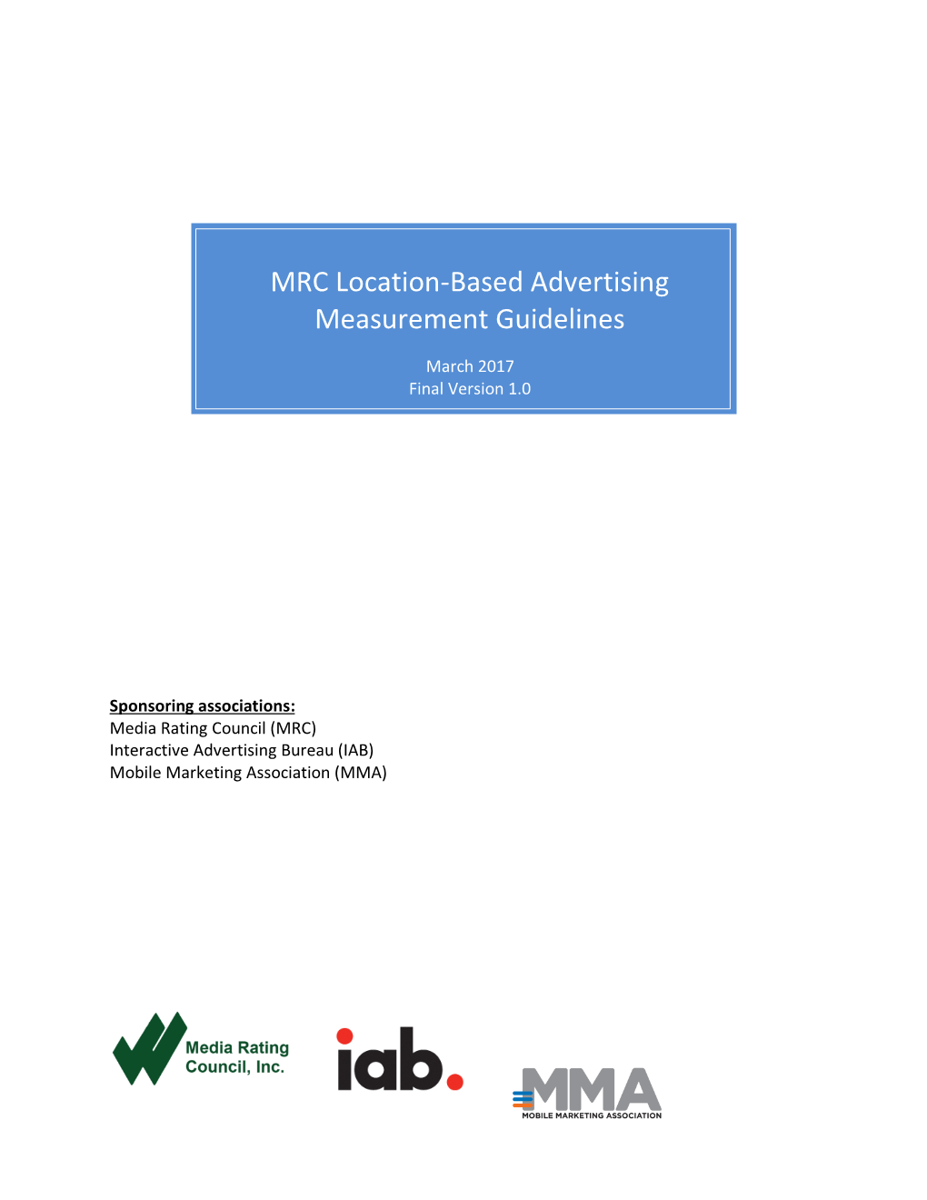 MRC Location-Based Advertising Measurement Guidelines