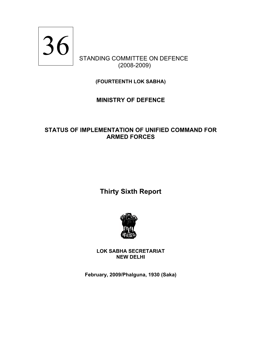 Standing Committee on Defence 36Th Report 2008 2009.Pdf