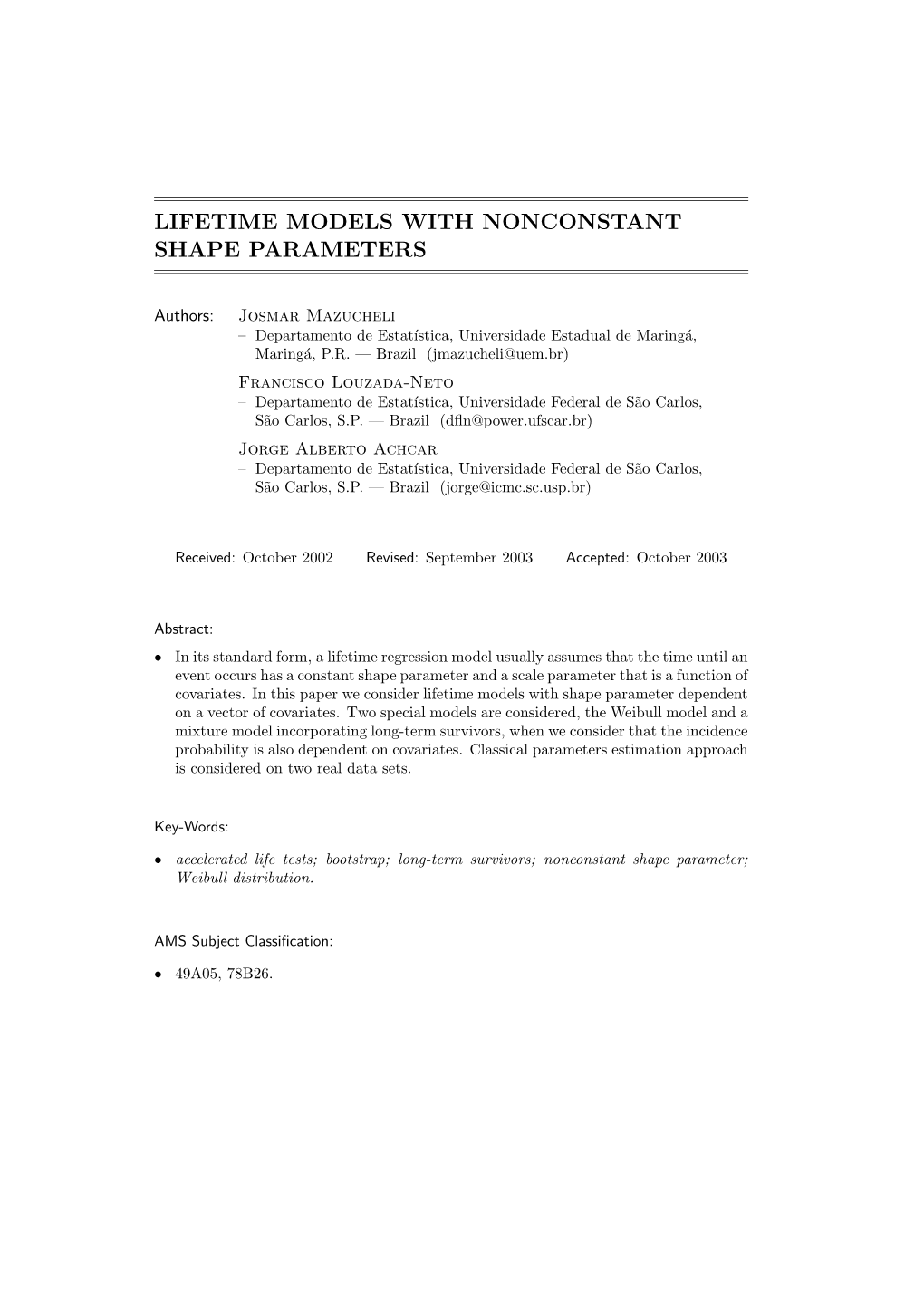 Lifetime Models with Nonconstant Shape Parameters