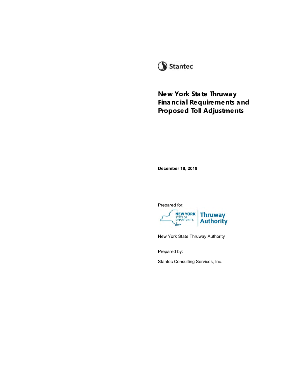 New York State Thruway Financial Requirements and Proposed Toll Adjustments