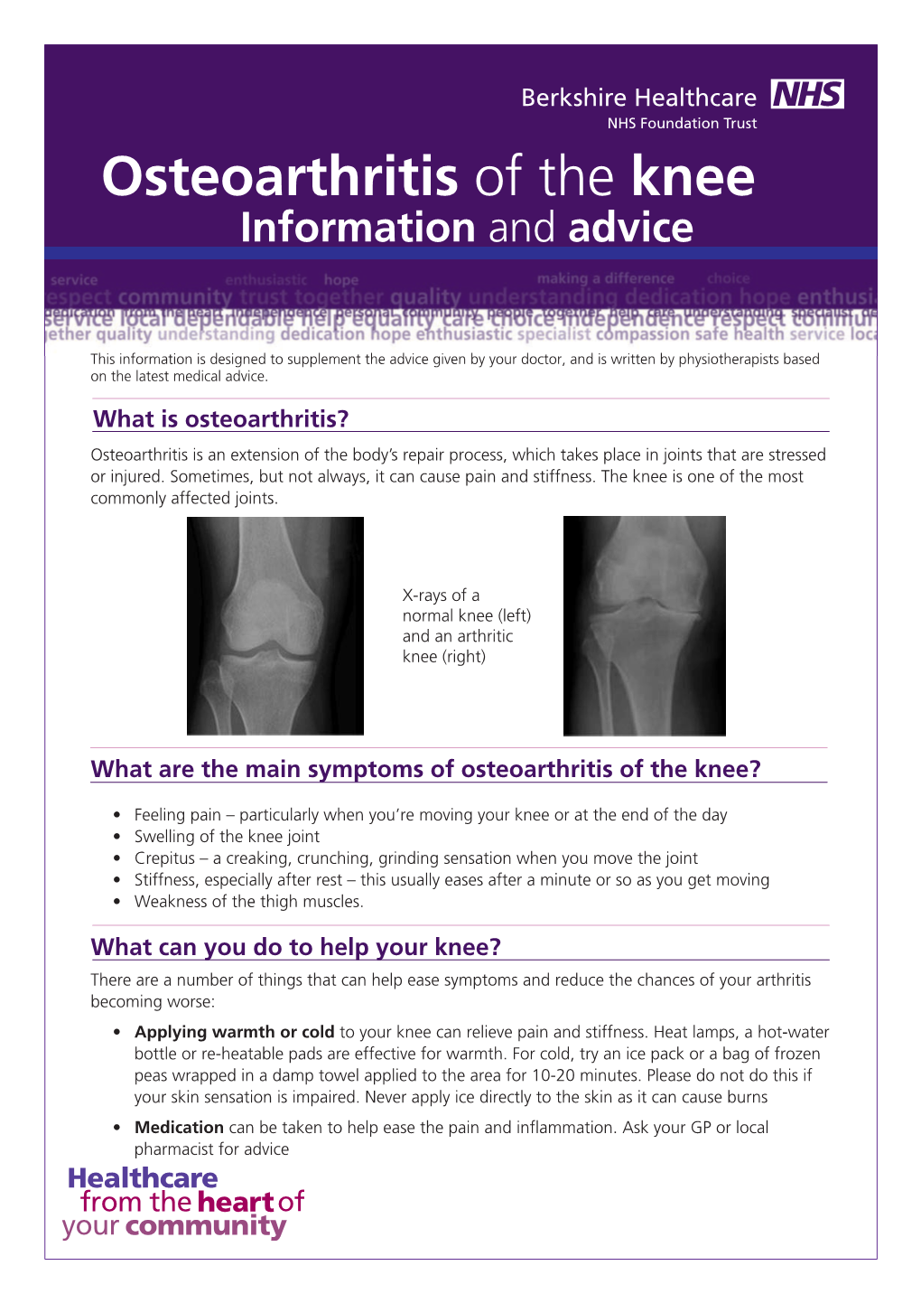 Osteoarthritis of the Knee Information and Advice