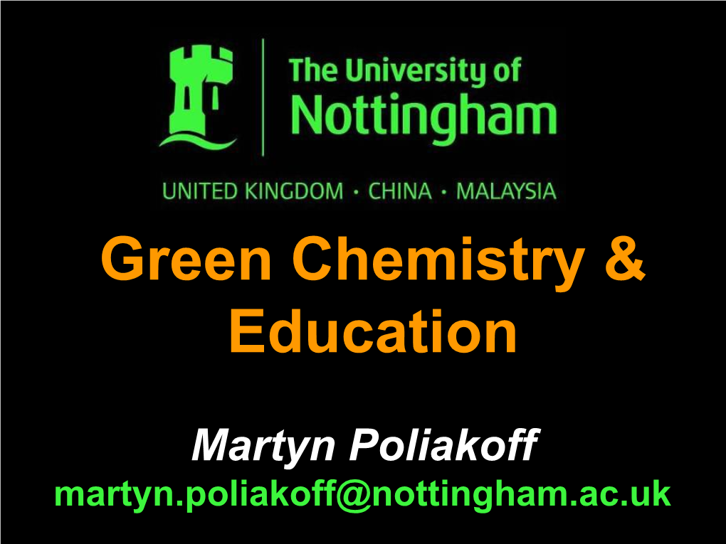 Green Chemistry & Education