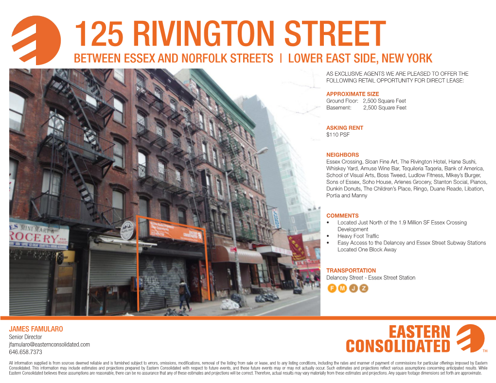 125 Rivington Street Between Essex and Norfolk Streets | Lower East Side, New York