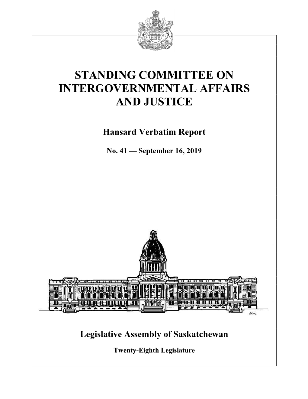 September 16, 2019 Intergovernmental Affairs and Justice Committee