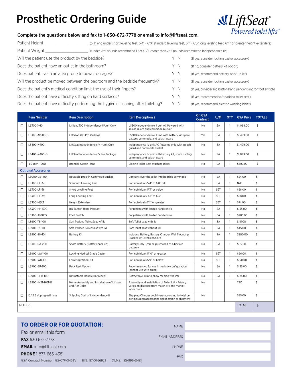 Prosthetic Ordering Guide