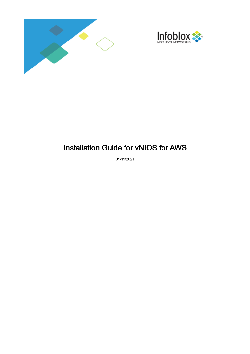 Installation Guide for Vnios for AWS