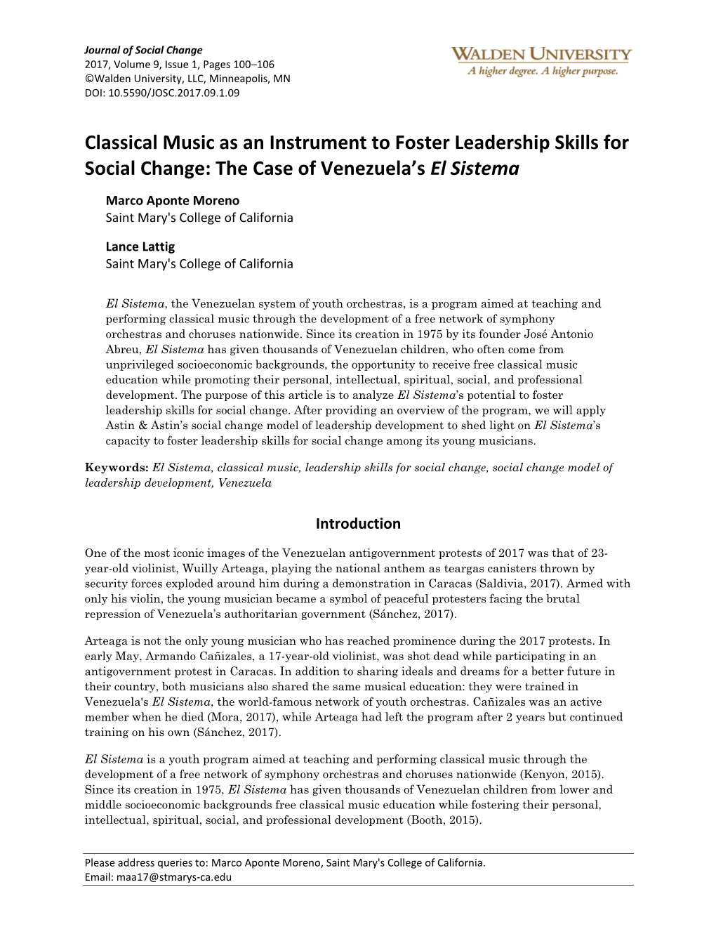 Classical Music As an Instrument to Foster Leadership Skills for Social Change: the Case of Venezuela’S El Sistema