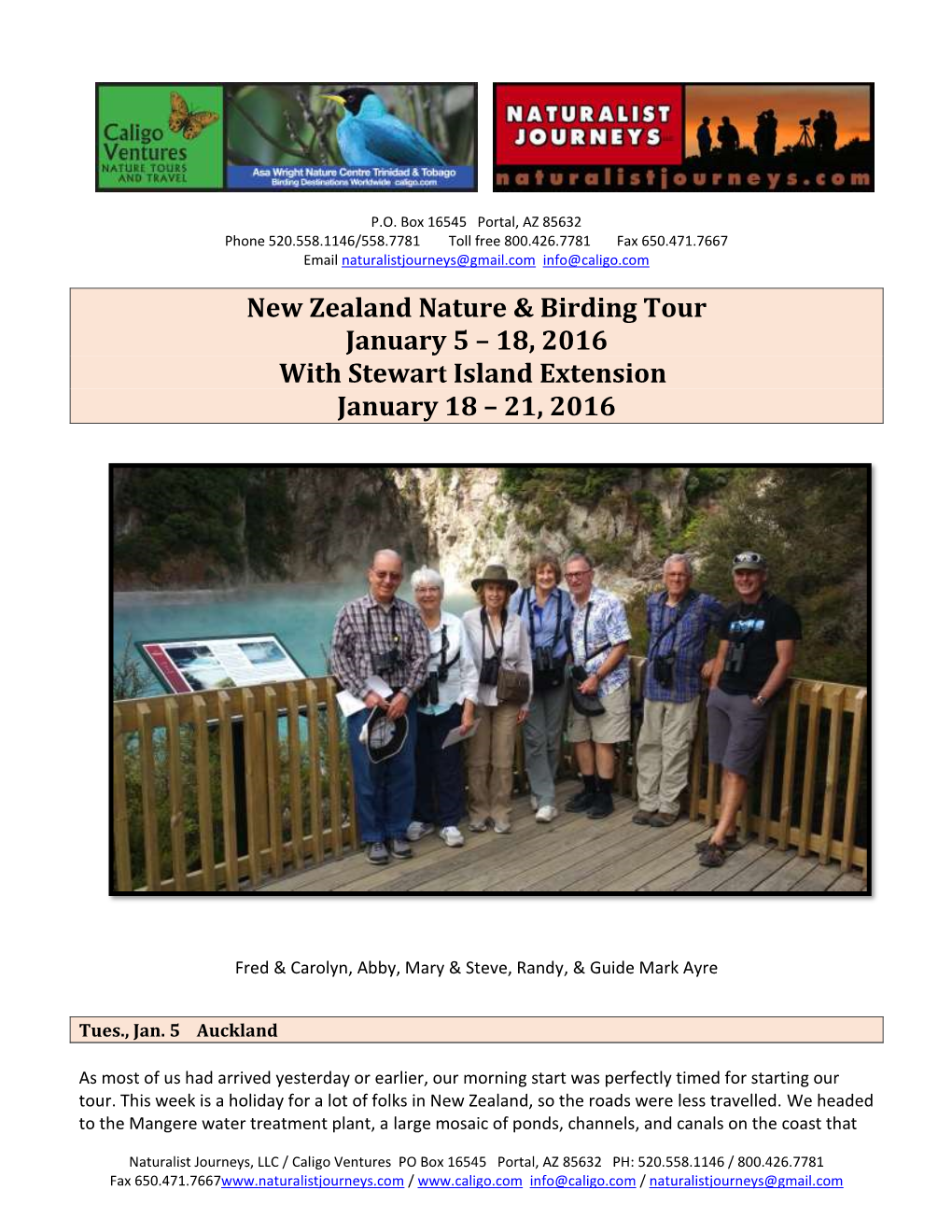 New Zealand Nature & Birding Tour January 5