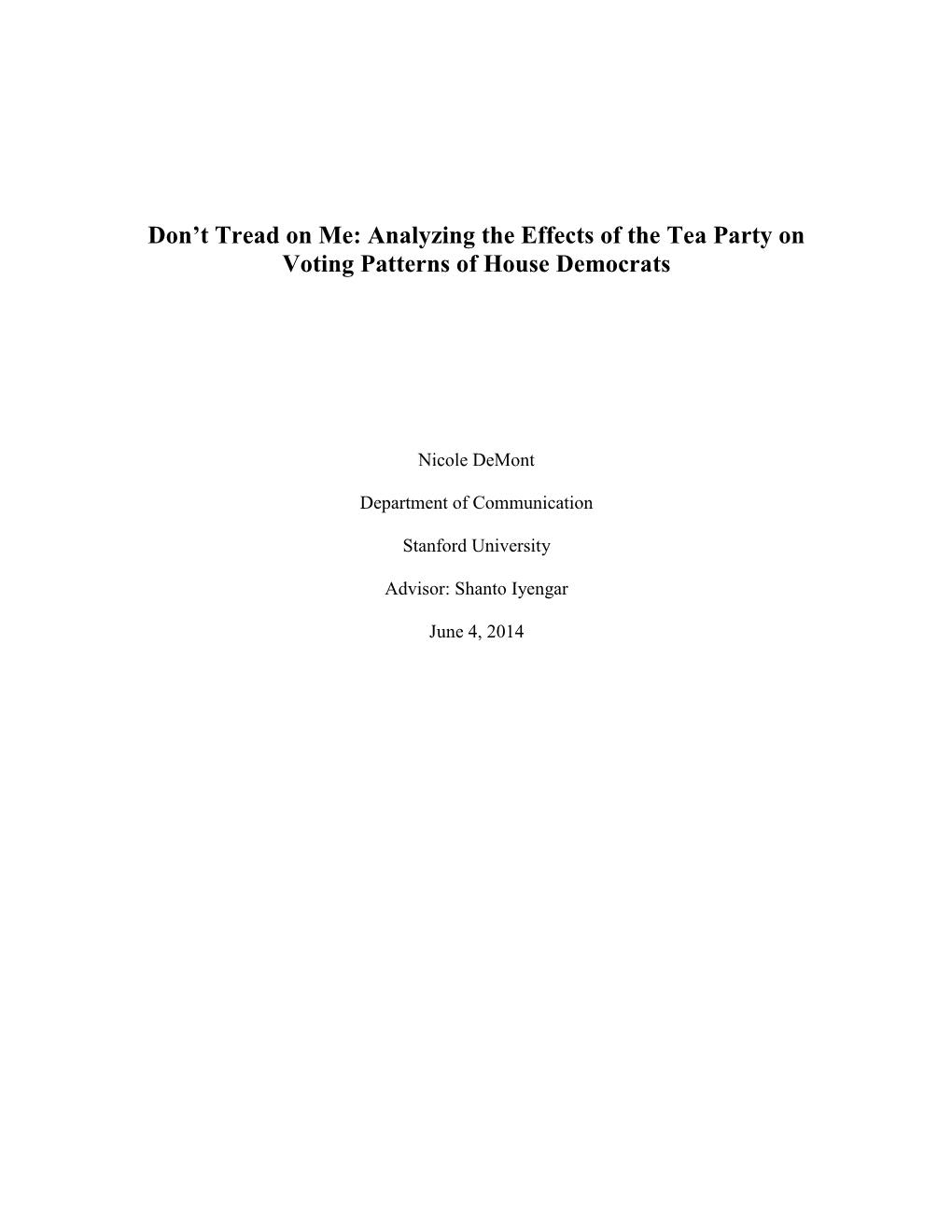 Don't Tread on Me: Analyzing the Effects of the Tea Party on Voting