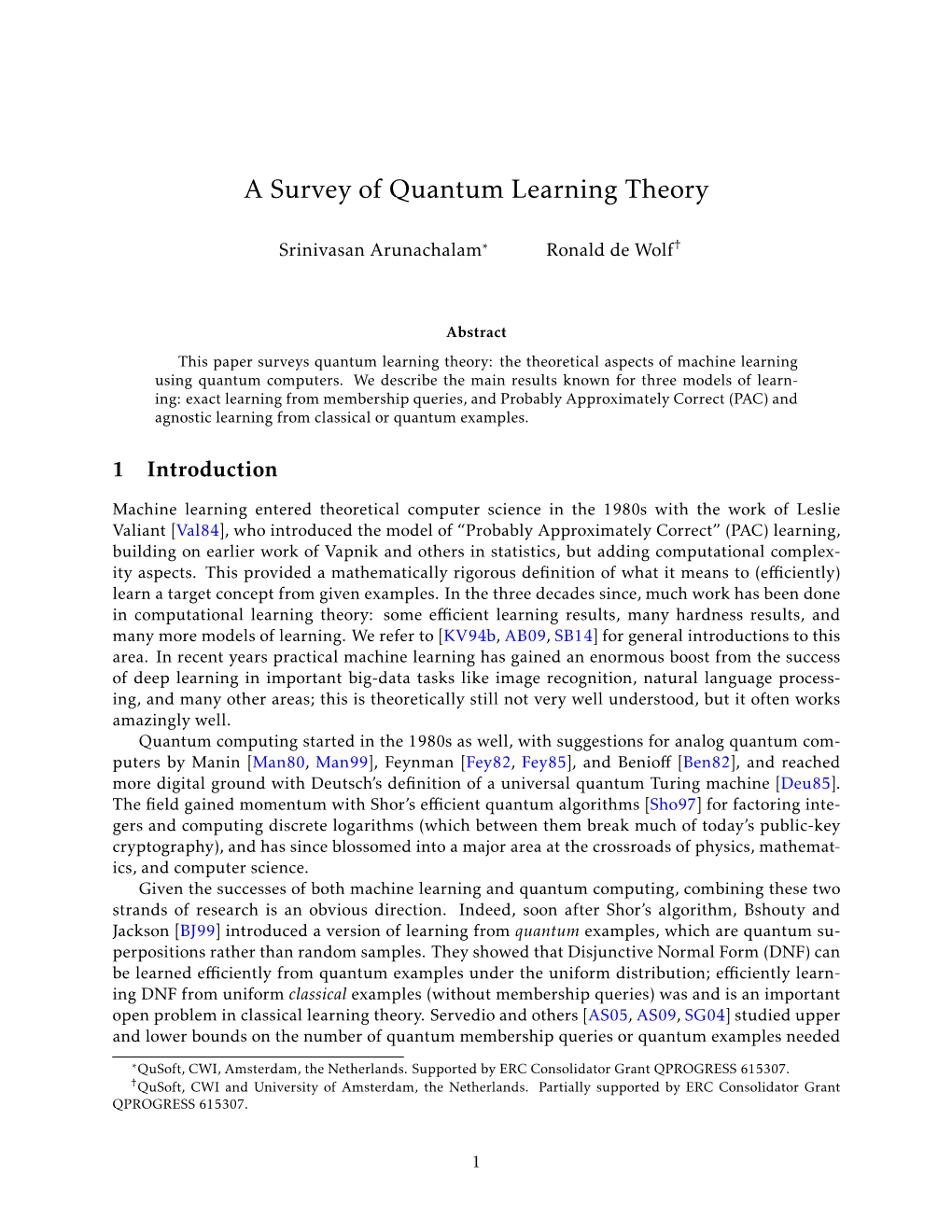 A Survey of Quantum Learning Theory