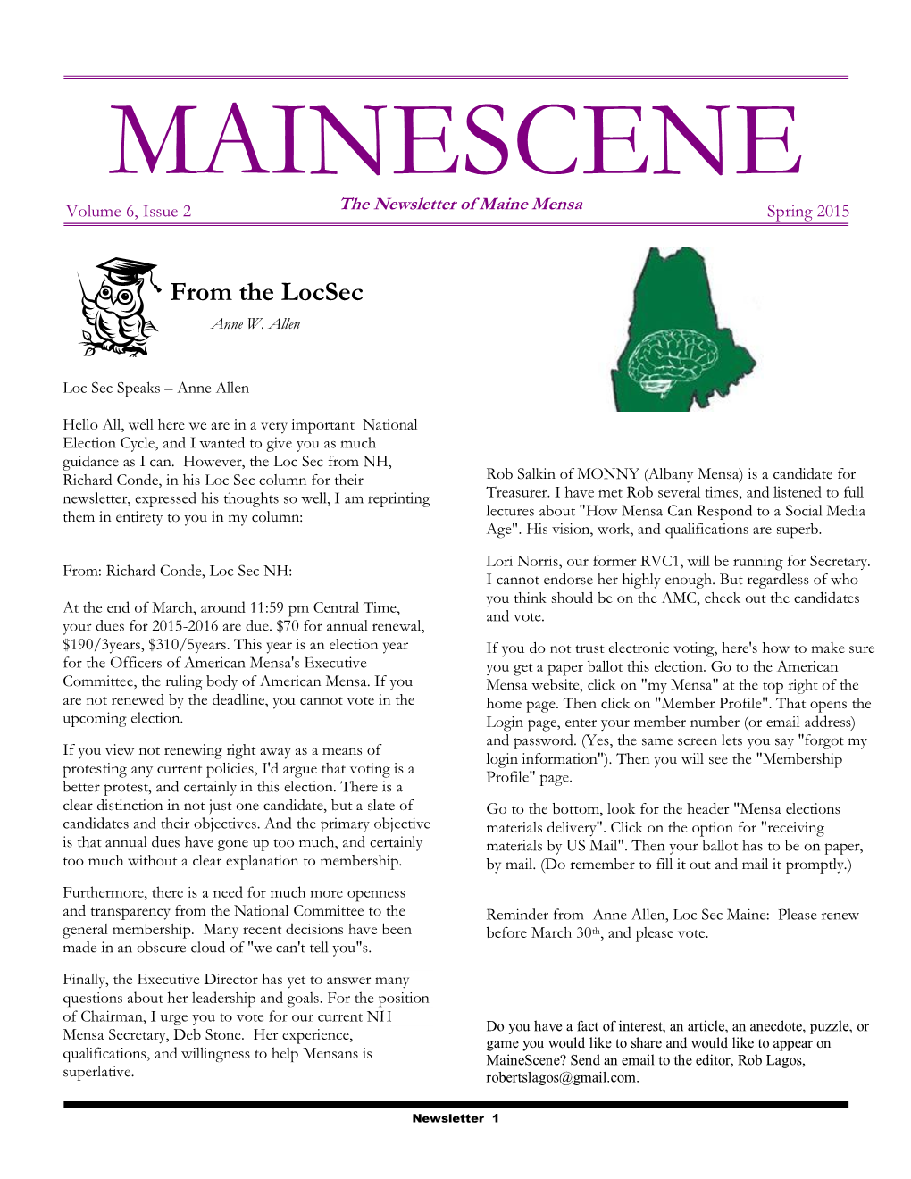 MAINESCENE Spring 2015