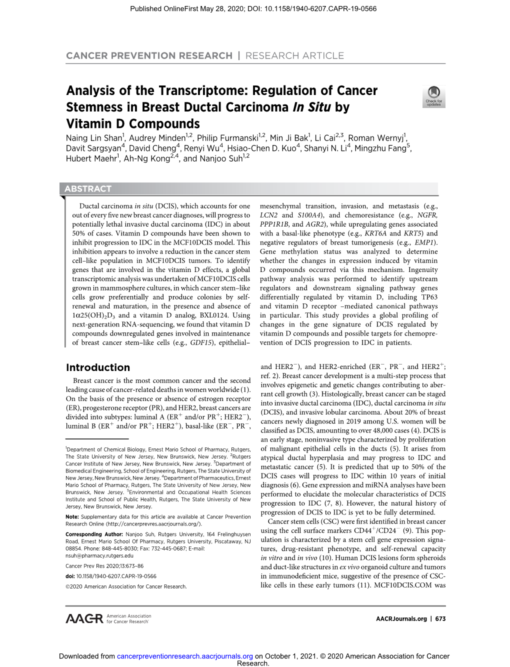 Regulation of Cancer Stemness In