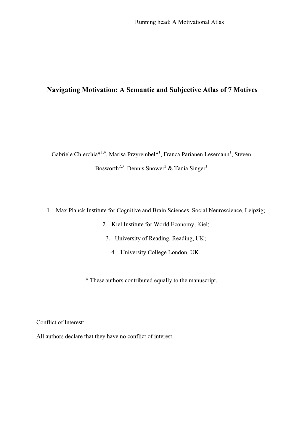 Navigating Motivation: a Semantic and Subjective Atlas of 7 Motives