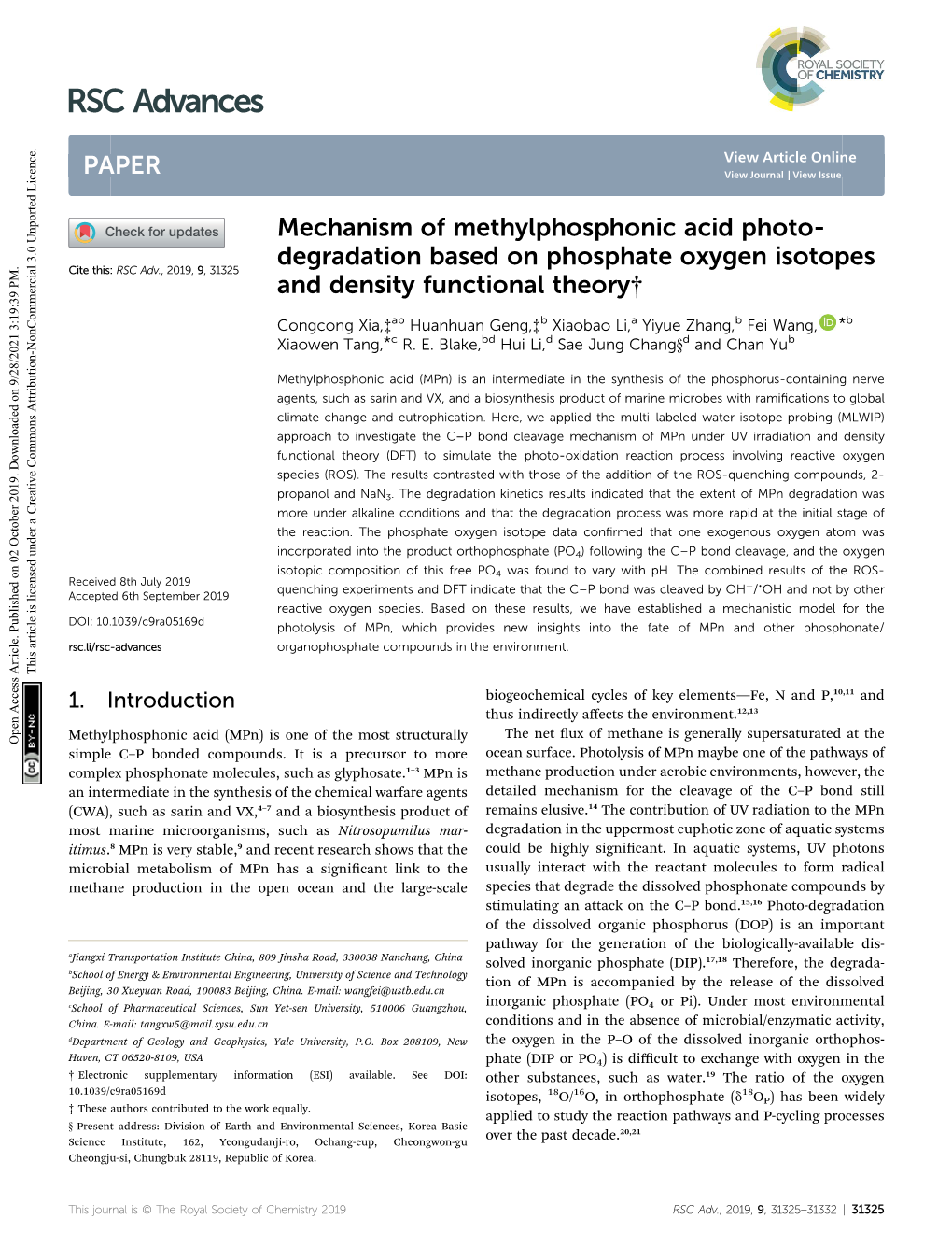Mechanism of Methylphosphonic Acid Photo-Degradation Based On