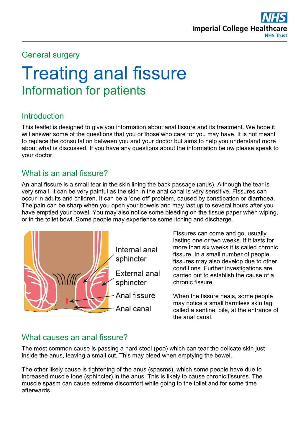 Treating Anal Fissure Information for Patients
