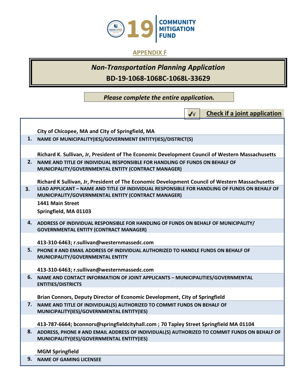 Cities of Chicopee and Springfield 2019 Non-Transportation Planning