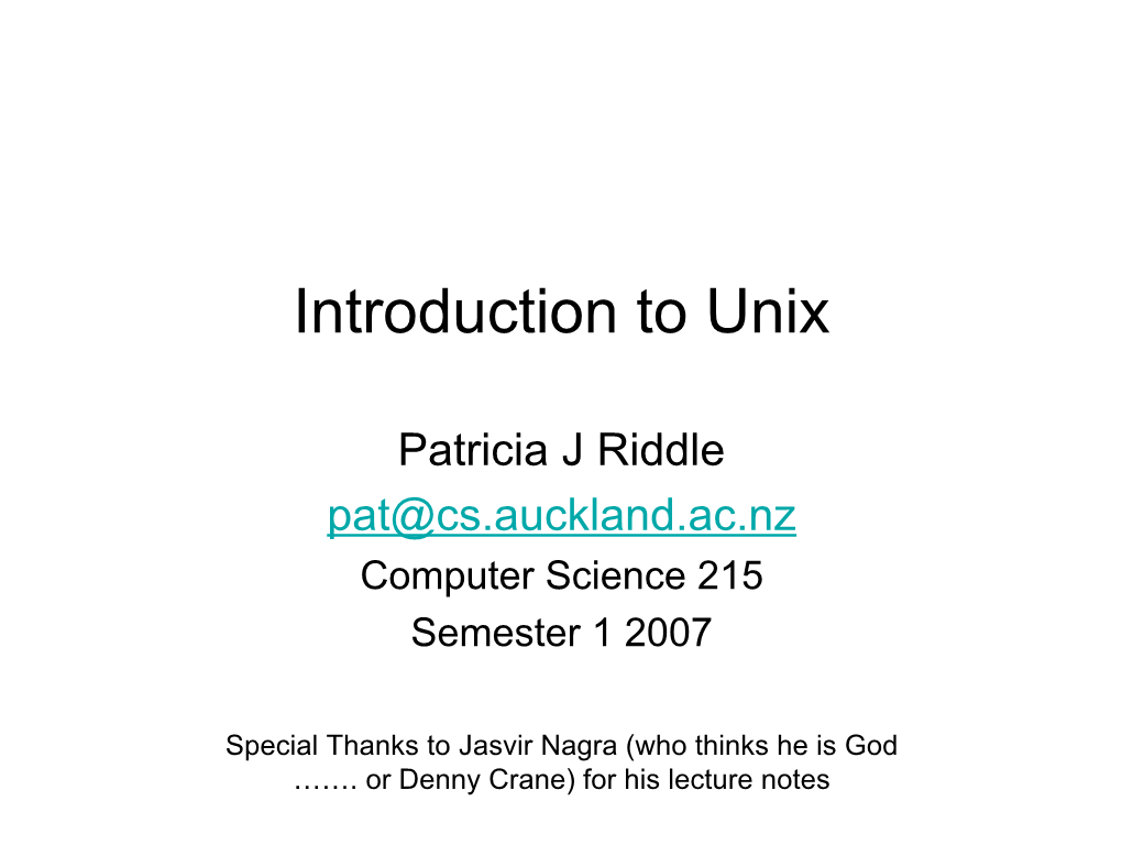 Introduction to Unix