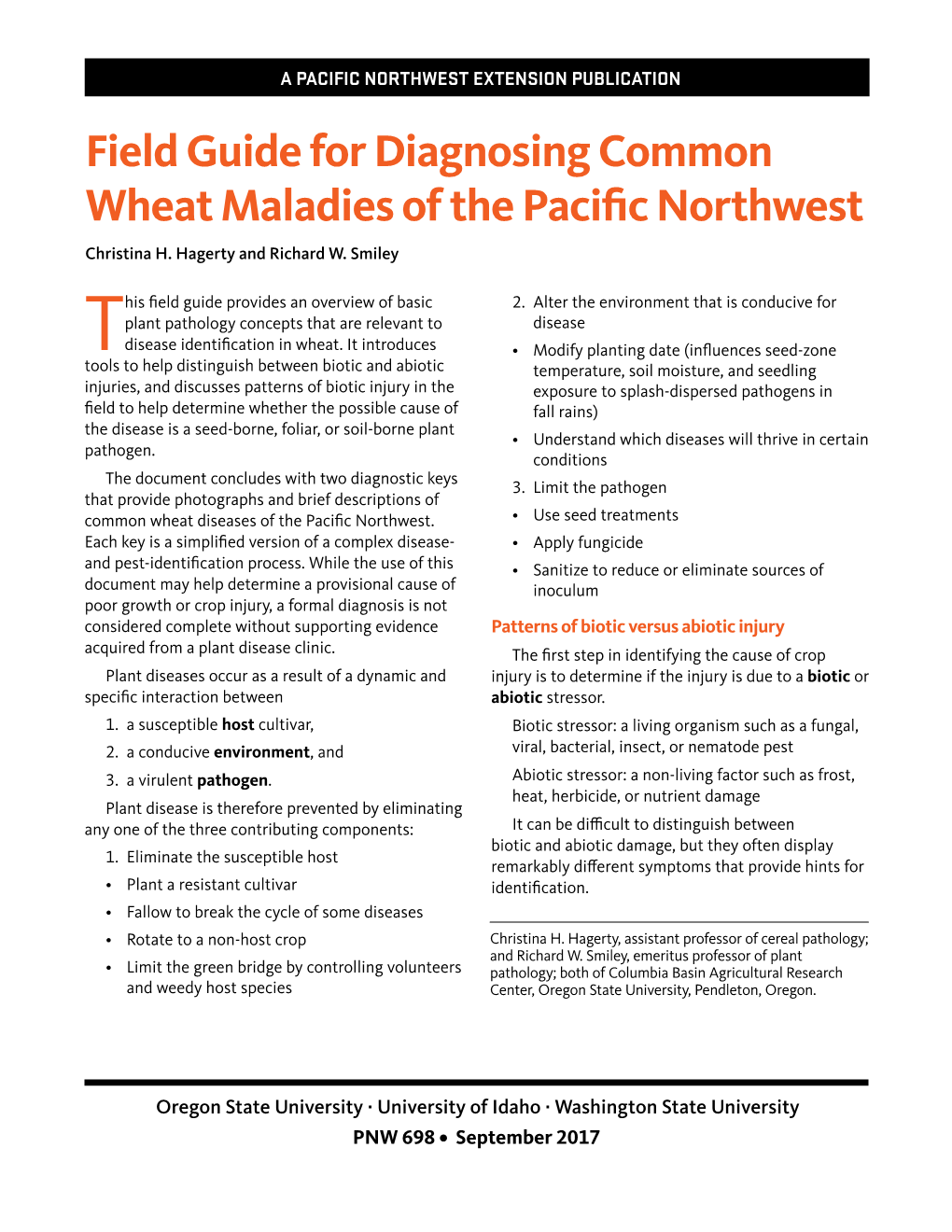 Field Guide for Diagnosing Common Wheat Maladies of the Pacific Northwest Christina H